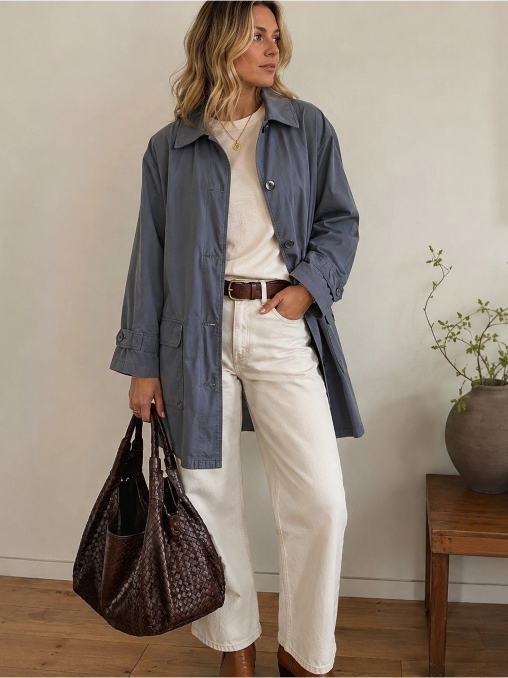 Rare Vintage Slate Blue London Fog Trench Coat Petite 12, Removable Fleece Liner
